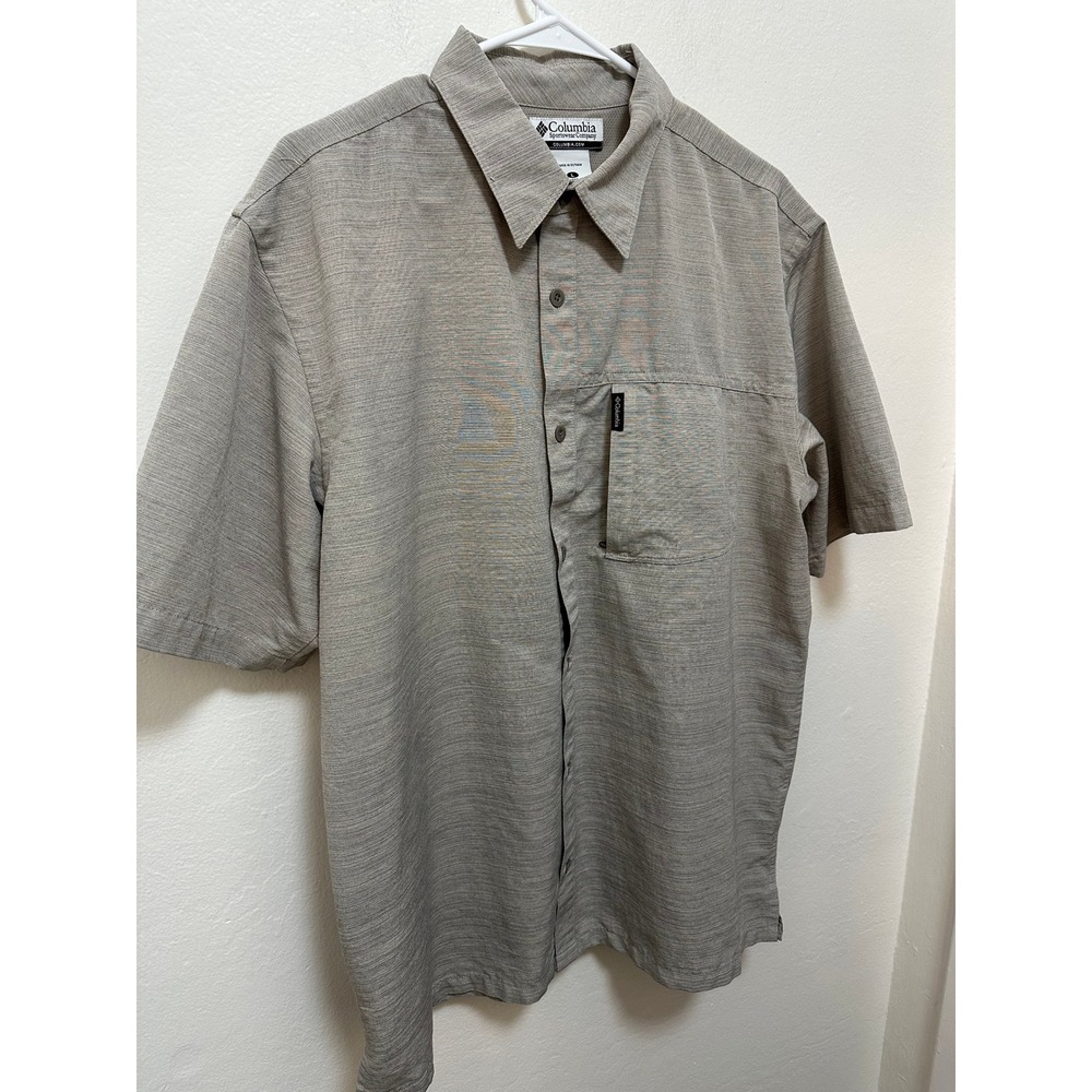 Columbia Men's Shirt Short Sleeve Button Up Casual Plaid Lightweight Beige Large - Picture 4 of 12